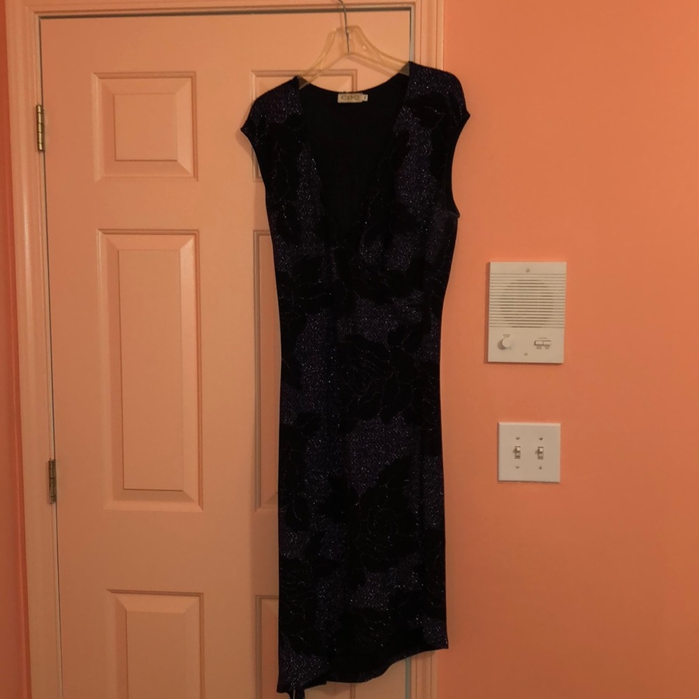 Black & Purple asymmetrical wrap style party dress